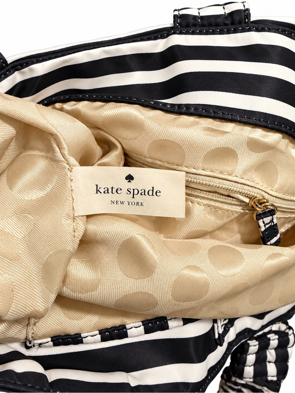 kate spade Black and White Striped Tote with Bow Accent - Picture 6 of 7